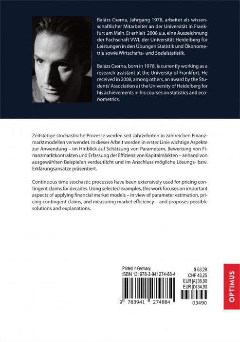 Analysis of Financial Market Models - Estimation, Pricing, and Efficiency SIEVERSMEDIEN Analysis of Financial Market Models - Estimation, Pricing, and Efficiency SIEVERSMEDIEN