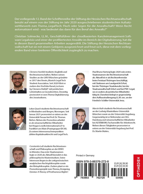 Band 12 | LegalTech: Fluch oder Segen für die Anwaltschaft? SIEVERSMEDIEN Band 12 | LegalTech: Fluch oder Segen für die Anwaltschaft? SIEVERSMEDIEN