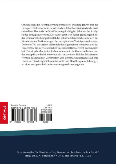 Band 2 | Unionsrechtliche Würdigung des deutschen Erbschaftsteuerrechts SIEVERSMEDIEN Band 2 | Unionsrechtliche Würdigung des deutschen Erbschaftsteuerrechts SIEVERSMEDIEN