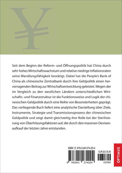 Chinesische Geldpolitik - Ziele, Instrumente, Strategie und Transmissionsprozess SIEVERSMEDIEN Chinesische Geldpolitik - Ziele, Instrumente, Strategie und Transmissionsprozess SIEVERSMEDIEN