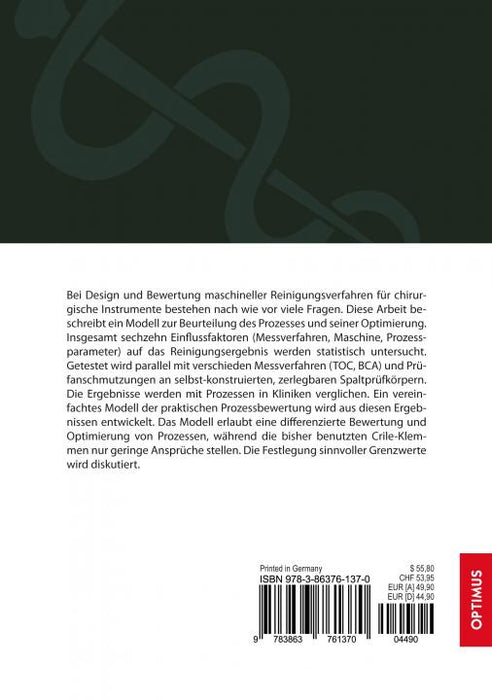 Einflussfaktoren auf die maschinelle Reinigung von Standardinstrumenten SIEVERSMEDIEN Einflussfaktoren auf die maschinelle Reinigung von Standardinstrumenten SIEVERSMEDIEN