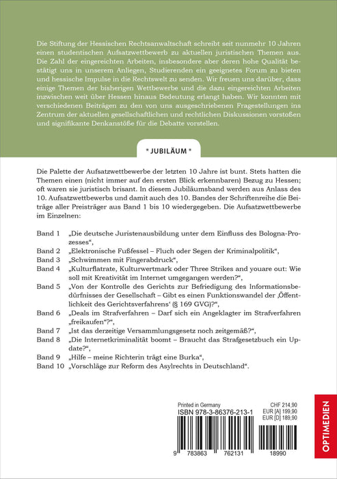 Jubiläumsausgabe | 10 Jahre Schriftenreihe der Hessischen Rechtsanwaltschaft SIEVERSMEDIEN Jubiläumsausgabe | 10 Jahre Schriftenreihe der Hessischen Rechtsanwaltschaft SIEVERSMEDIEN