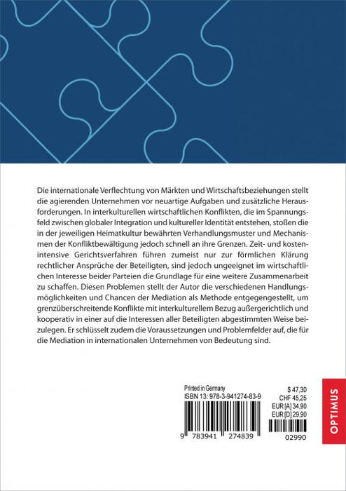 Mediation als Mittel zur Konfliktlösung in internationalen Unternehmen SIEVERSMEDIEN Mediation als Mittel zur Konfliktlösung in internationalen Unternehmen SIEVERSMEDIEN