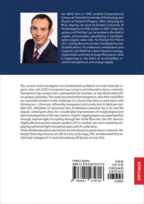 New Material Concepts for Organic Solar Cells SIEVERSMEDIEN New Material Concepts for Organic Solar Cells SIEVERSMEDIEN