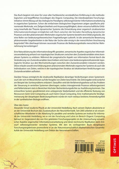 Organic Computing als Konzept zur Steuerung interagierender Prozesse in verteilten Systemen SIEVERSMEDIEN Organic Computing als Konzept zur Steuerung interagierender Prozesse in verteilten Systemen SIEVERSMEDIEN