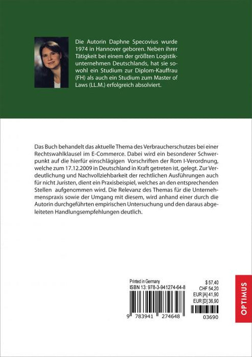 Verbraucherschutz bei einer Rechtswahlklausel im E-Commerce SIEVERSMEDIEN Verbraucherschutz bei einer Rechtswahlklausel im E-Commerce SIEVERSMEDIEN