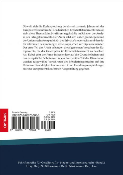 Band 2 | Unionsrechtliche Würdigung des deutschen Erbschaftsteuerrechts SIEVERSMEDIEN