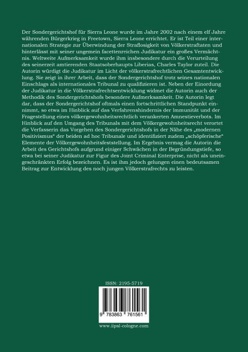Der Beitrag des Sondergerichtshofs für Sierra Leone zum Völkerstrafrecht SIEVERSMEDIEN